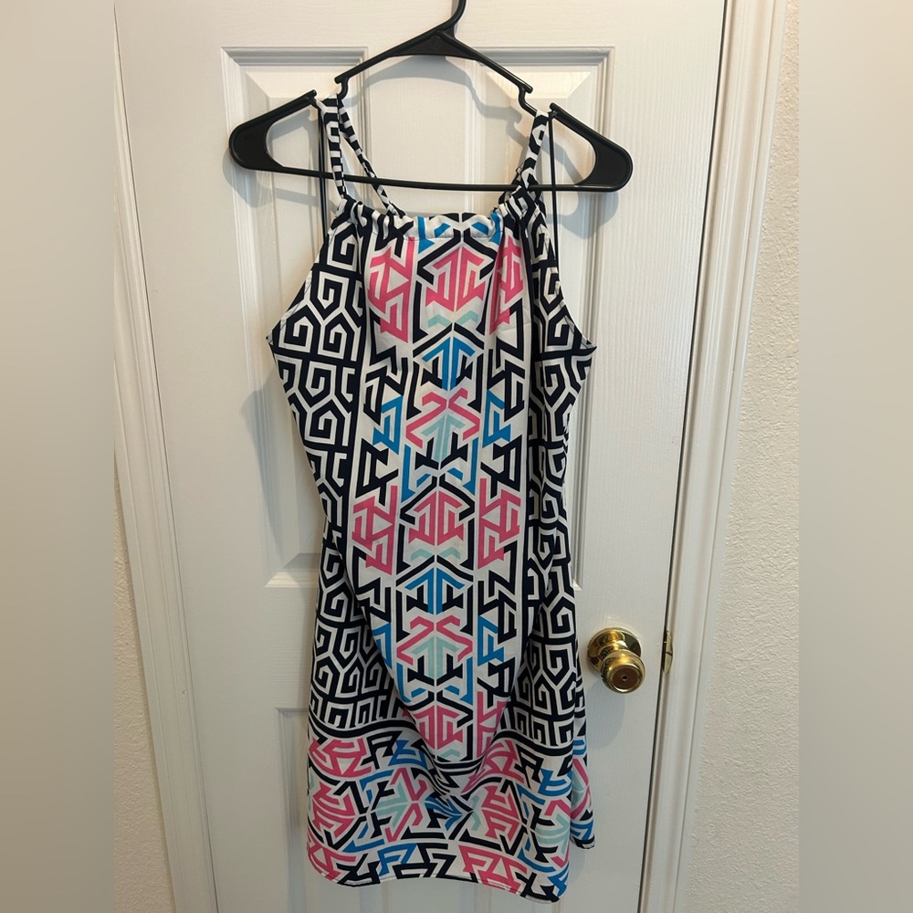 Crown & Ivy Navy and White Geometric Dress